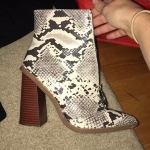 Snakeskin booties